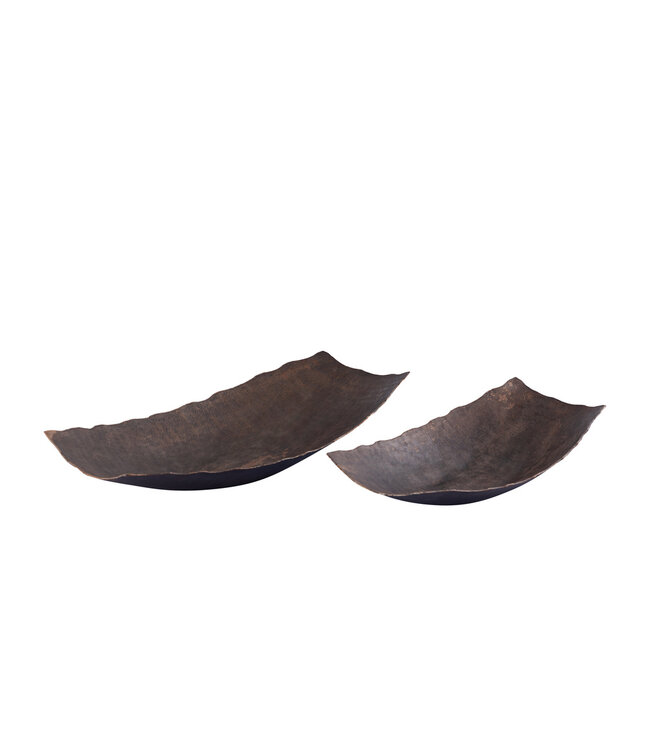 PTMD Semin Koperen alu rechthoekige rustieke kom met golvende rand S