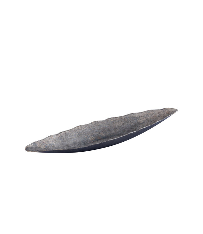 PTMD Semin Zilveren aluminium ovale rustieke kom met golvende rand S