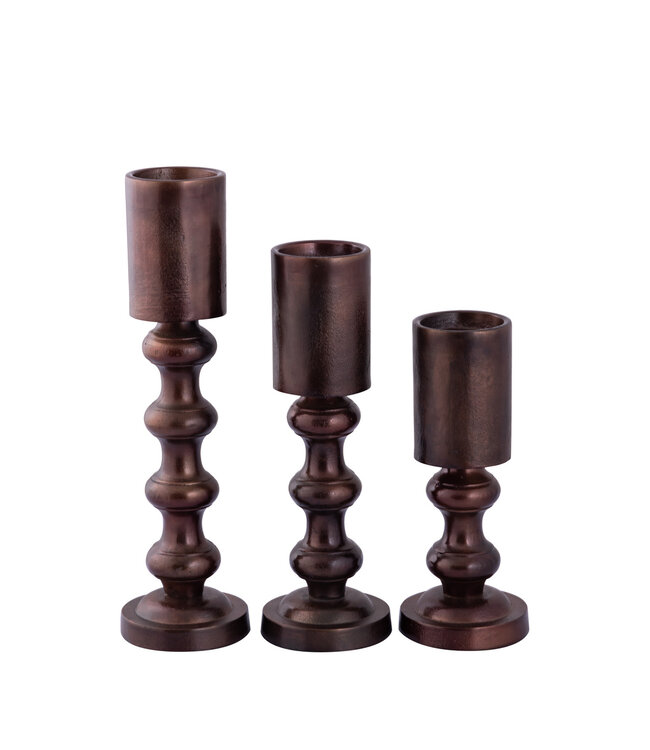 PTMD Nessa Koperen aluminium kaarsenhouder met lampen S