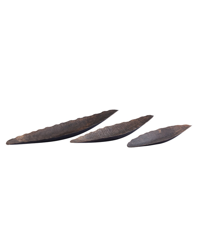 PTMD Semin Koperen alu-ovale rustieke kom met golvende rand L