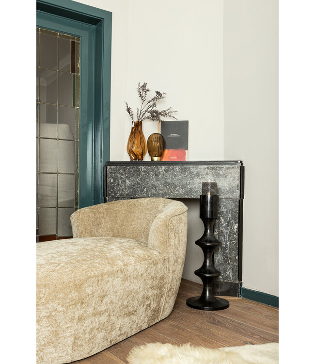 PTMD Taika Black alu ronde kaarshouder met hoge lipjes.