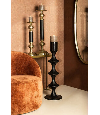 PTMD Taika Black alu ronde kaarshouder met hoge lipjes.