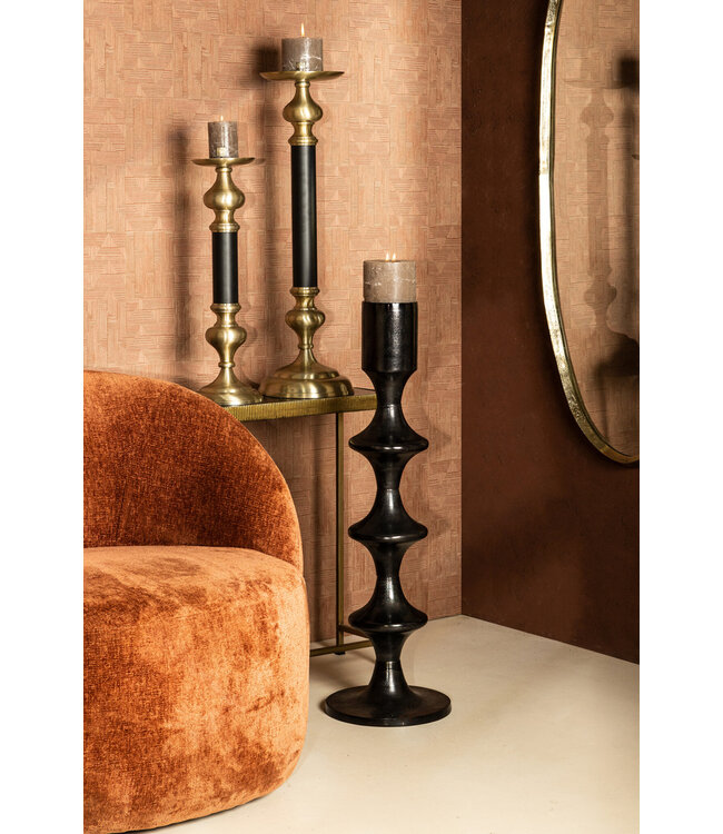 PTMD Taika Black alu ronde kaarshouder met hoge lipjes.