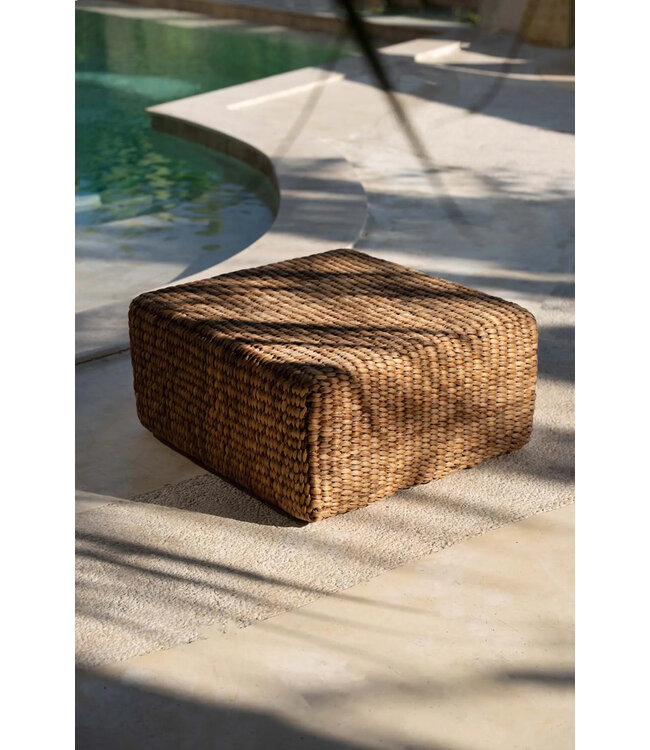 Bazar Bizar De Hyacint Poef Vierkant - Natuurlijk - M 30x60x60cm