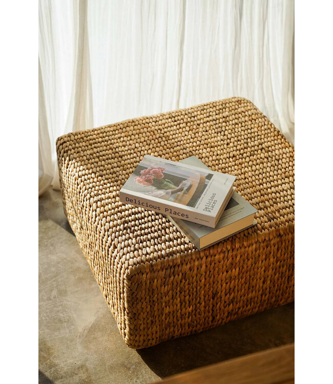 Bazar Bizar De Hyacint Poef Vierkant - Natuurlijk - M 30x60x60cm
