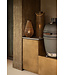 PTMD Zafria Brown round bamboo lantern with glass L