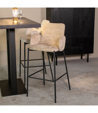 LABEL51 Barkruk Joni - Beige - Fluweel - Zithoogte 78 cm
