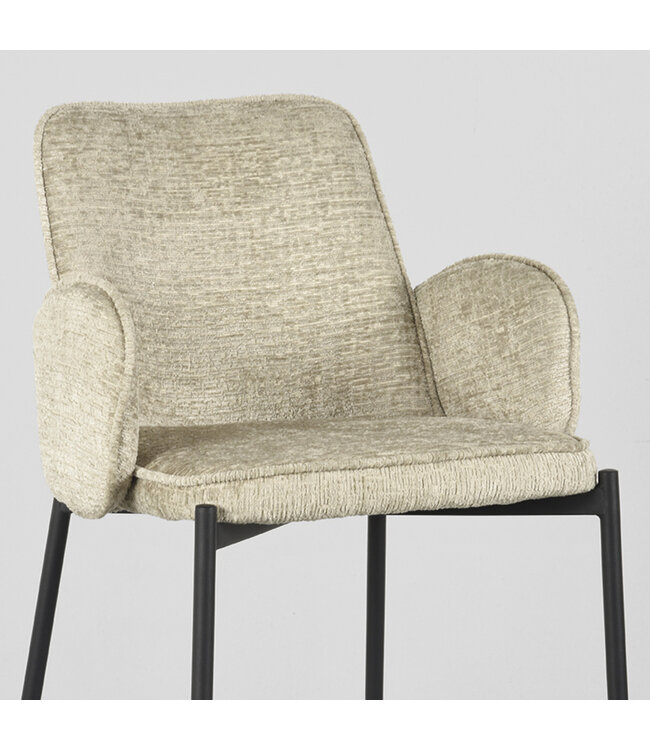 LABEL51 Barkruk Joni - Beige - Fluweel - Zithoogte 78 cm