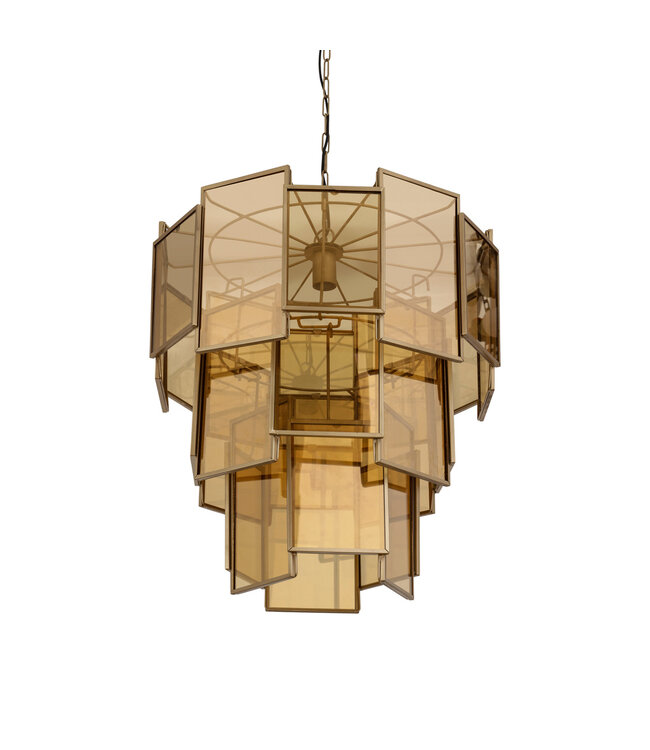 PTMD Loucas Messing Glans Glas Hanglamp Lagen L