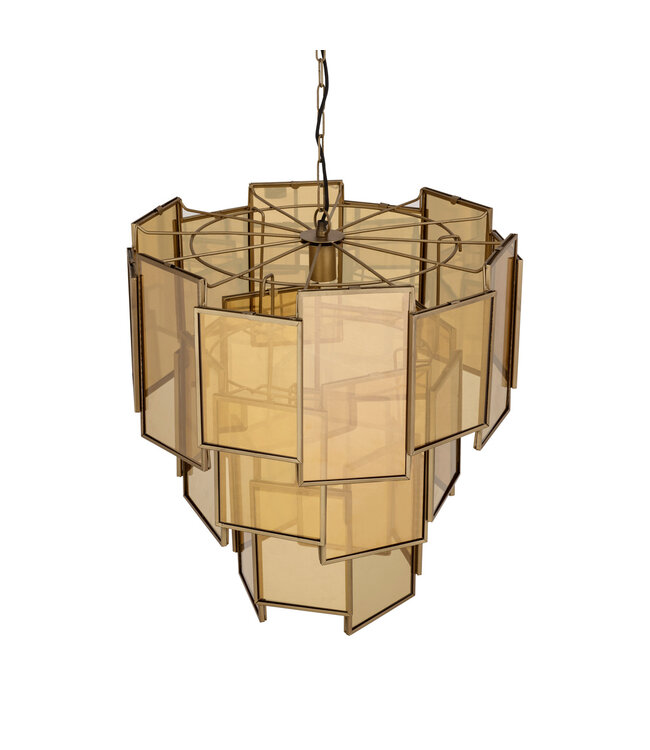 PTMD Loucas Messing Glans Glas Hanglamp Lagen L