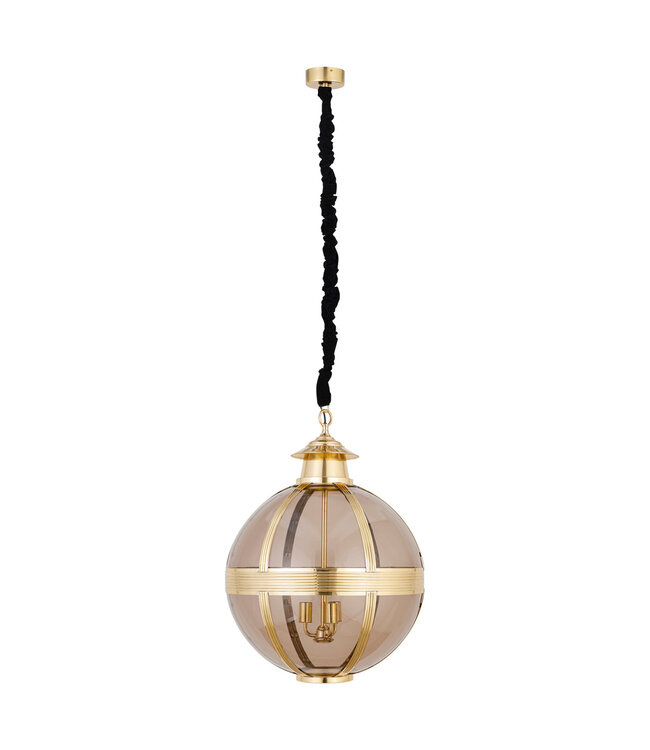PTMD Mikk Messing Antiek Glazen Hanglamp Rnd L