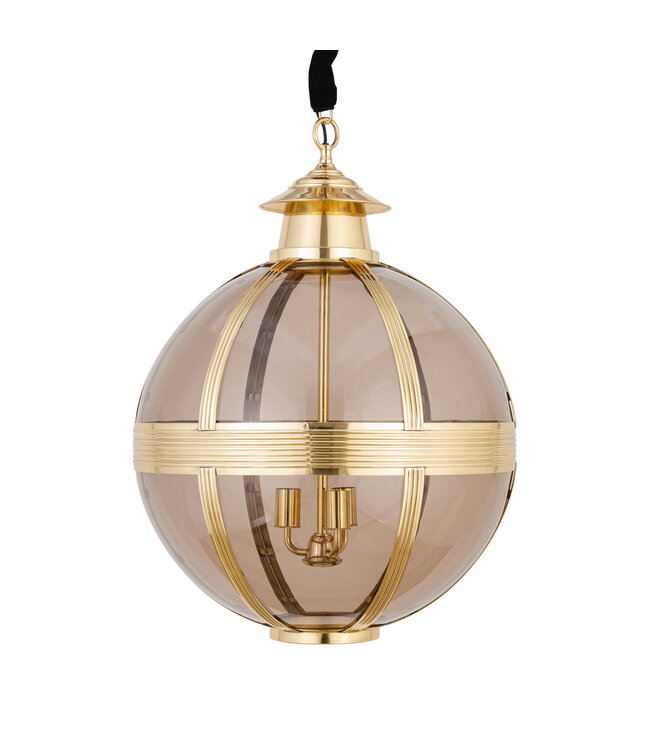 PTMD Mikk Messing Antiek Glazen Hanglamp Rnd L