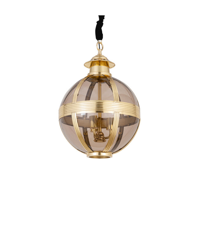 PTMD Mikk Messing Antiek Glazen Hanglamp Rnd S