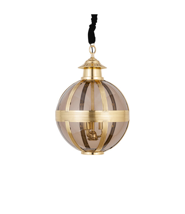 PTMD Mikk Messing Antiek Glazen Hanglamp Rnd S