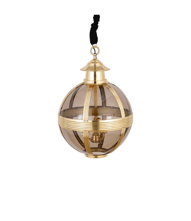 PTMD Mikk Messing Antiek Glazen Hanglamp Rnd S
