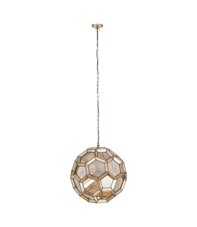 PTMD Thyro Antiek Messing Glas Amber Bal Lamp