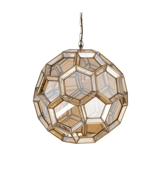 PTMD Thyro Antiek Messing Glas Amber Bal Lamp