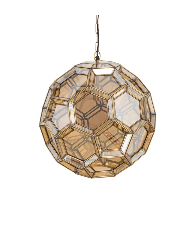 PTMD Thyro Antiek Messing Glas Amber Bal Lamp
