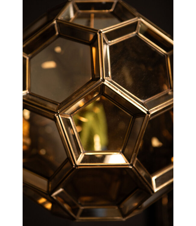PTMD Thyro Antiek Messing Glas Amber Bal Lamp