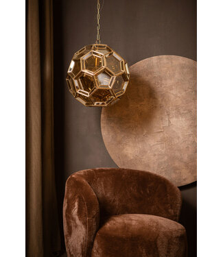 PTMD Thyro Antiek Messing Glas Amber Bal Lamp