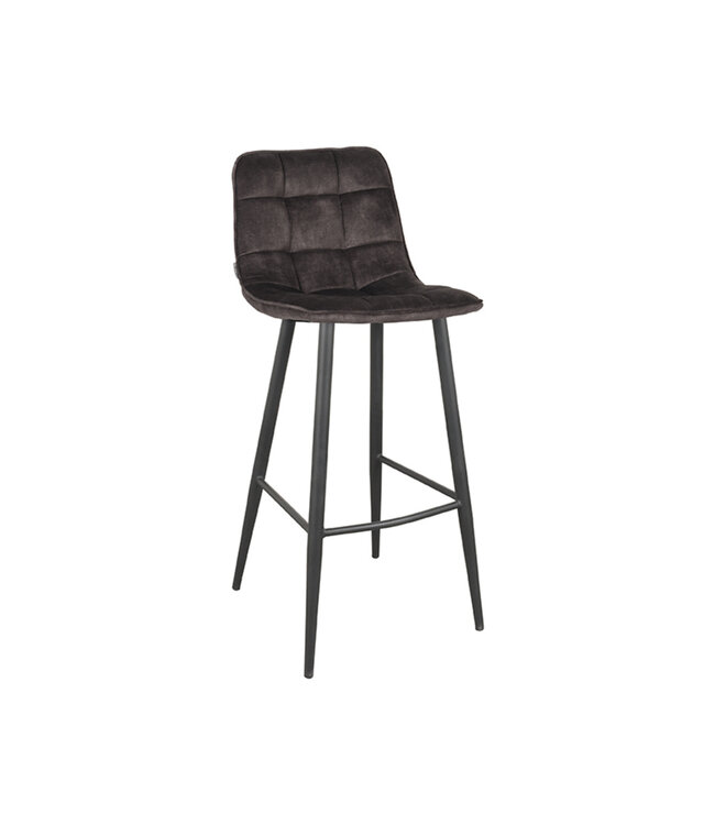 LABEL51 Barkruk Jelt - Antraciet - Velours - Zithoogte 78"