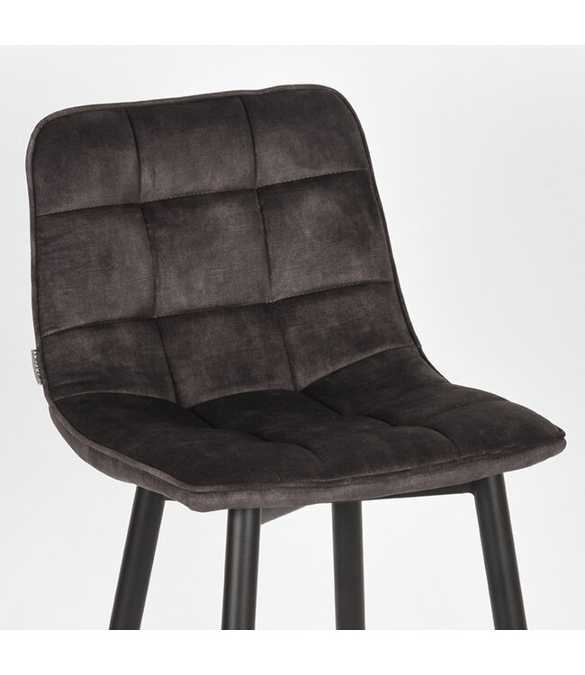 LABEL51 Barkruk Jelt - Antraciet - Velours - Zithoogte 78"