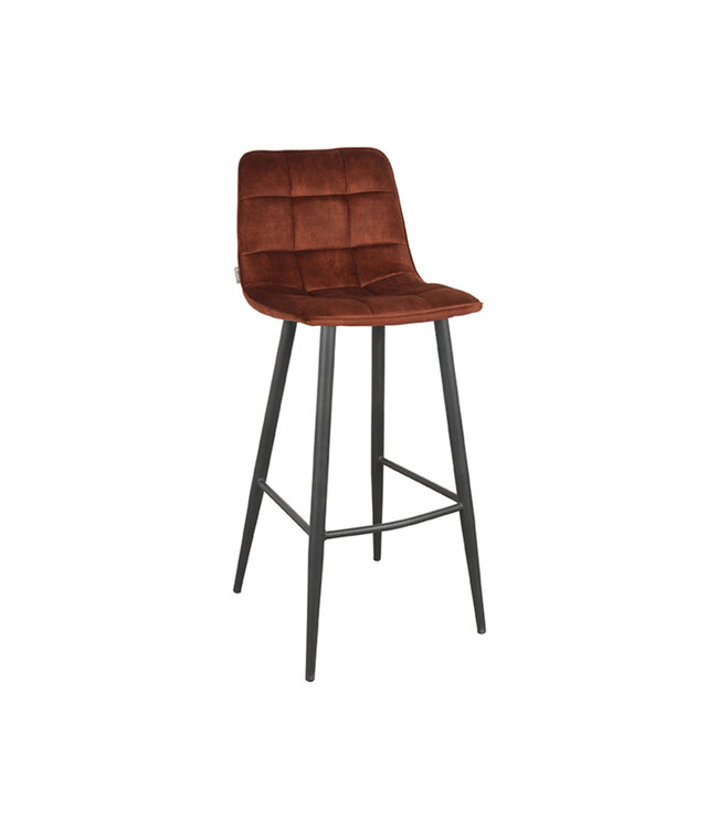 LABEL51 Barkruk Jelt - Roest - Velours - Zithoogte 78"