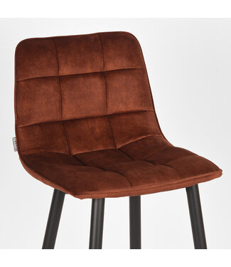 LABEL51 Barkruk Jelt - Roest - Velours - Zithoogte 78"