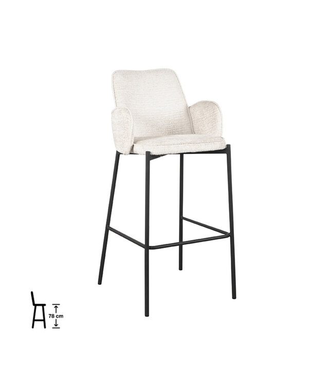 LABEL51 LABEL51 Barkruk Joni - Beige - Fluweel - Zithoogte 78 cm
