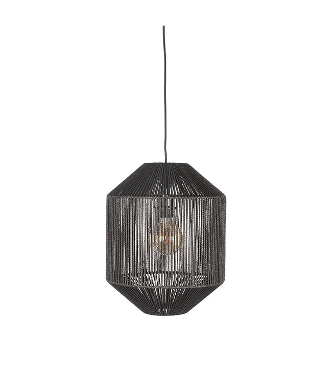 LABEL51 LABEL51 Hanglamp Ibiza - Zwart - Jute - 1-Lichts Cilinder