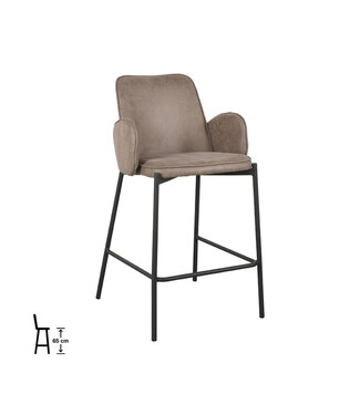 LABEL51 LABEL51 Barkruk Joni - Taupe - Microfiber - Zithoogte 65 cm