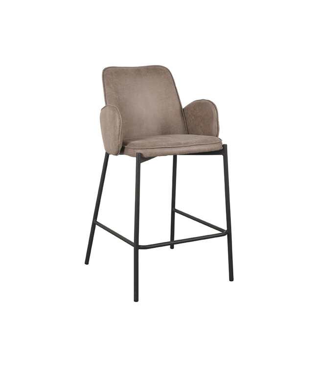 LABEL51 LABEL51 Barkruk Joni - Taupe - Microfiber - Zithoogte 65 cm