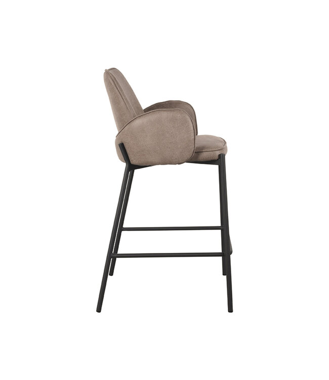 LABEL51 LABEL51 Barkruk Joni - Taupe - Microfiber - Zithoogte 65 cm