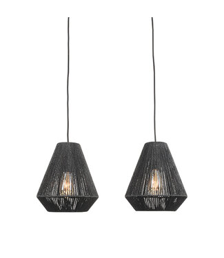 LABEL51 LABEL51 Hanglamp Ibiza - Zwart - Jute - 2-Lichts