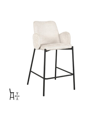 LABEL51 LABEL51 Barkruk Joni - Crème - Fluweel - Zithoogte 65 cm