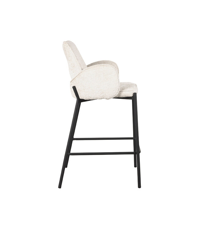 LABEL51 LABEL51 Barkruk Joni - Crème - Fluweel - Zithoogte 65 cm