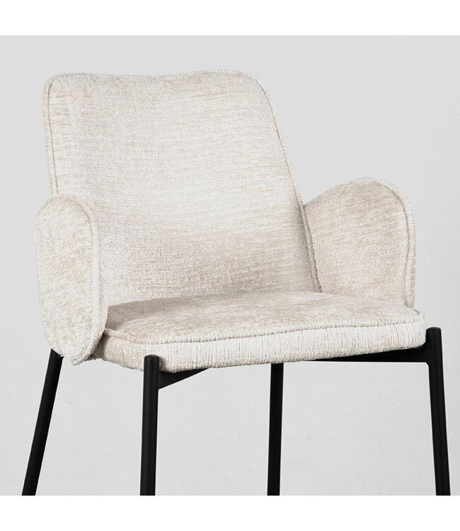 LABEL51 LABEL51 Barkruk Joni - Crème - Fluweel - Zithoogte 65 cm