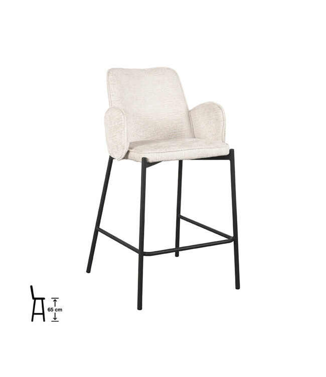LABEL51 LABEL51 Barkruk Joni - Crème - Fluweel - Zithoogte 65 cm