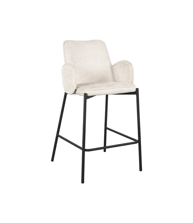LABEL51 LABEL51 Barkruk Joni - Crème - Fluweel - Zithoogte 65 cm