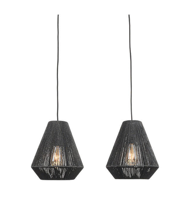 LABEL51 LABEL51 Hanglamp Ibiza - Zwart - Jute - 2-Lichts