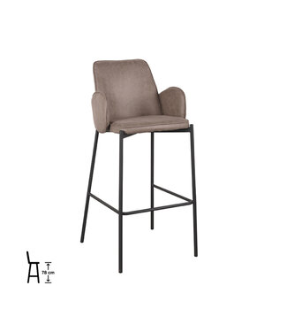 LABEL51 LABEL51 Barkruk Joni - Taupe - Microfiber - Zithoogte 78 cm
