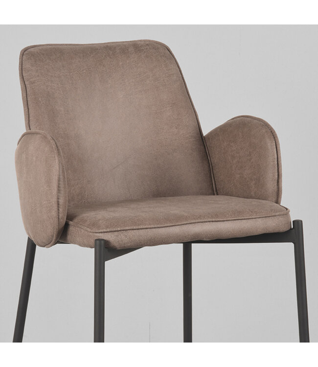 LABEL51 LABEL51 Barkruk Joni - Taupe - Microfiber - Zithoogte 78 cm