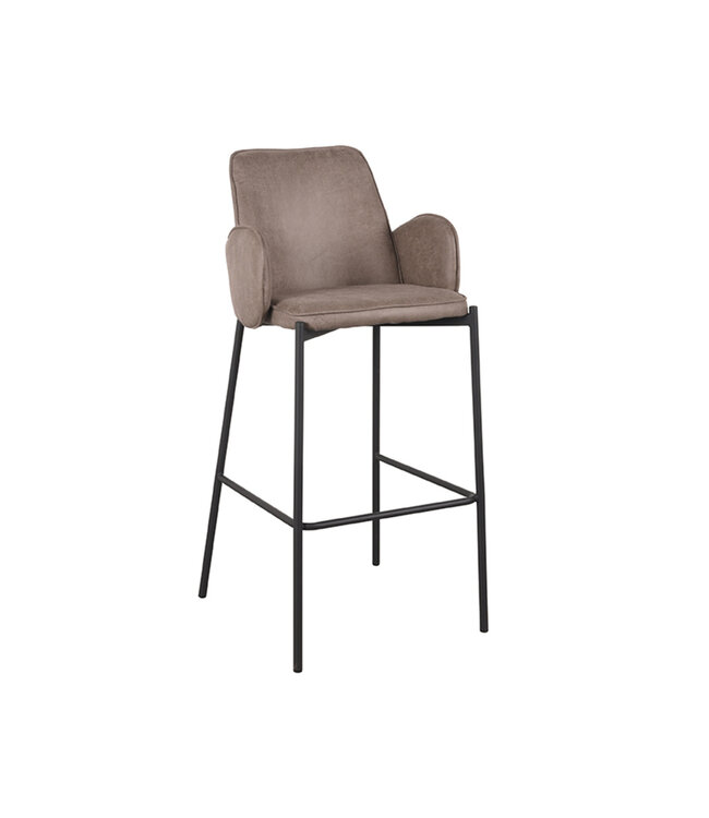 LABEL51 LABEL51 Barkruk Joni - Taupe - Microfiber - Zithoogte 78 cm