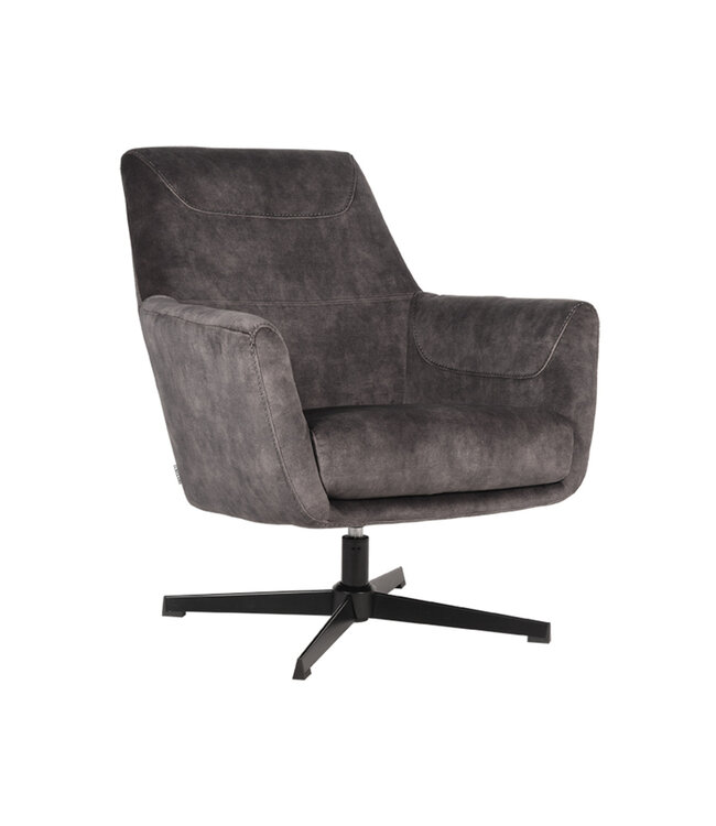 LABEL51 LABEL51 Fauteuil Toby - Antraciet - Velours