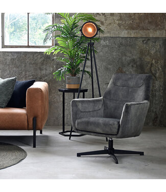 LABEL51 LABEL51 Fauteuil Toby - Antraciet - Velours
