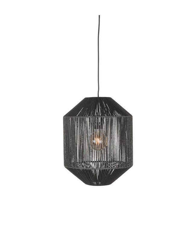 LABEL51 LABEL51 Hanglamp Ibiza - Zwart - Jute - 1-Lichts Cilinder
