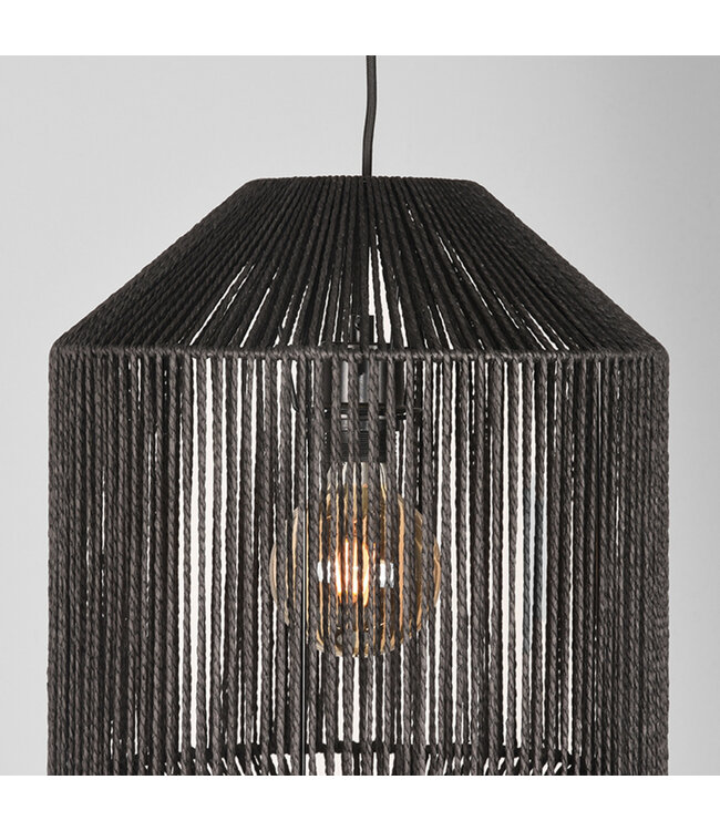 LABEL51 LABEL51 Hanglamp Ibiza - Zwart - Jute - 1-Lichts Cilinder