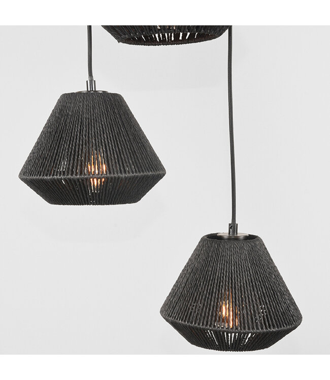 LABEL51 LABEL51 Hanglamp Ibiza - Zwart - Jute - 3-Lichts