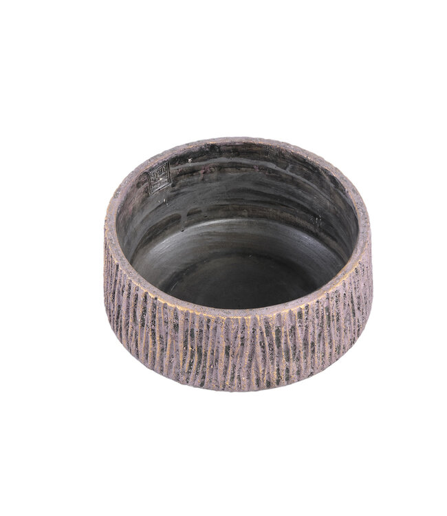PTMD Holden Paarse Cement Kaars Rond Gouden Afwerking Laag (set van 2)