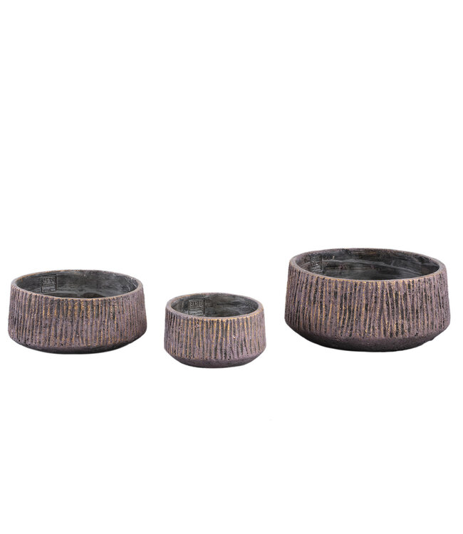 PTMD Holden Paarse Cement Kaars Rond Gouden Afwerking Laag S (set van 8)